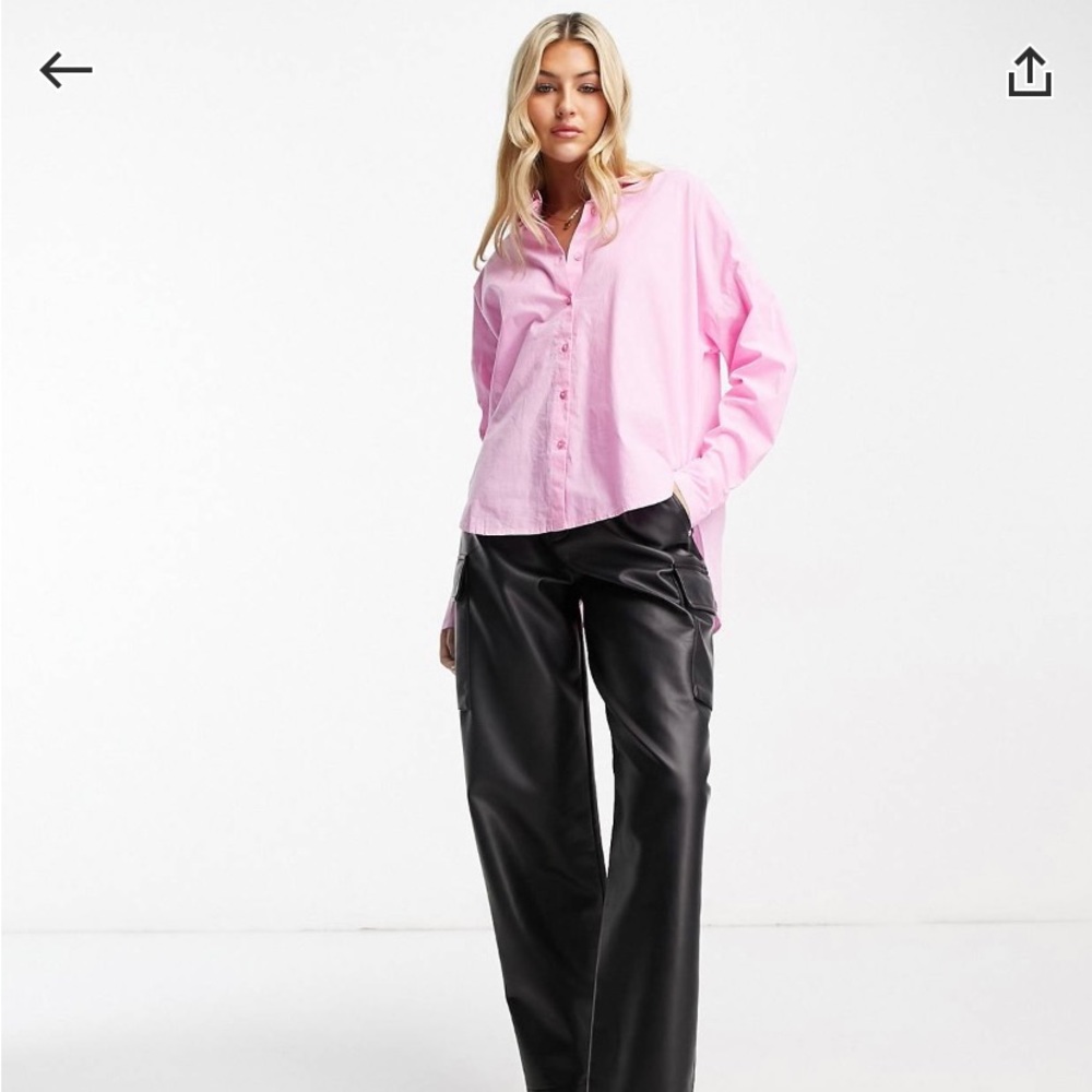 ASOS Pieces loose button down shirt in bubblegum pink